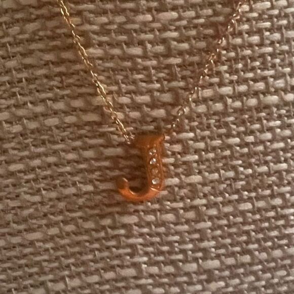 NWT Stainless Steel Gold Tone J Initial Pendant Necklace letter J - Picture 3 of 5